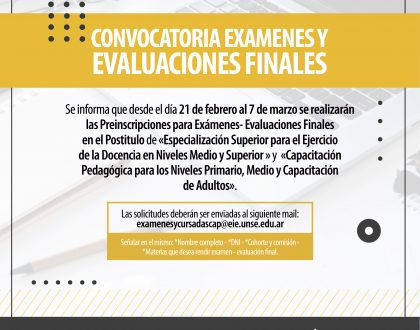 Preinscripciones abiertas para exámenes y evaluaciones finales 2025